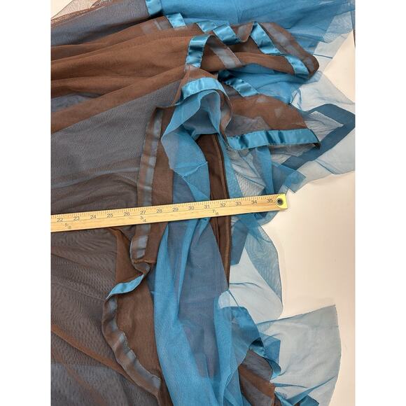 Water Signs Juniors Dress Size 9/10 Brown Blue Strapless Layered Homecoming VTG - Picture 12 of 13